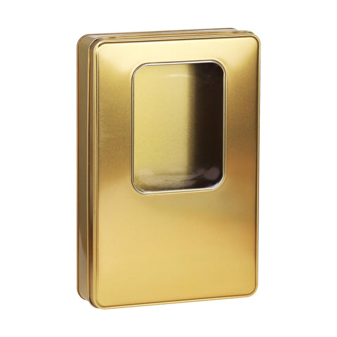 Pencereli Gold Metal Kutu 26,5x17,5x4,5 cm